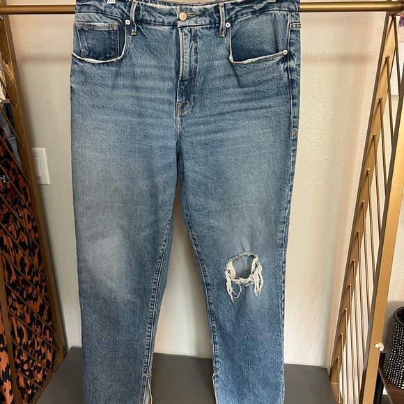 Good American Blue Boyfriend Jeans Distressed - Picture 1 of 9